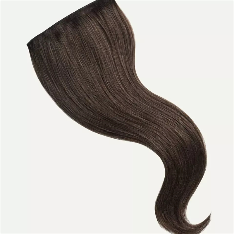 Customized Brown Color Halo Hair Extensions New Trend Newest Brazilian Human Hair